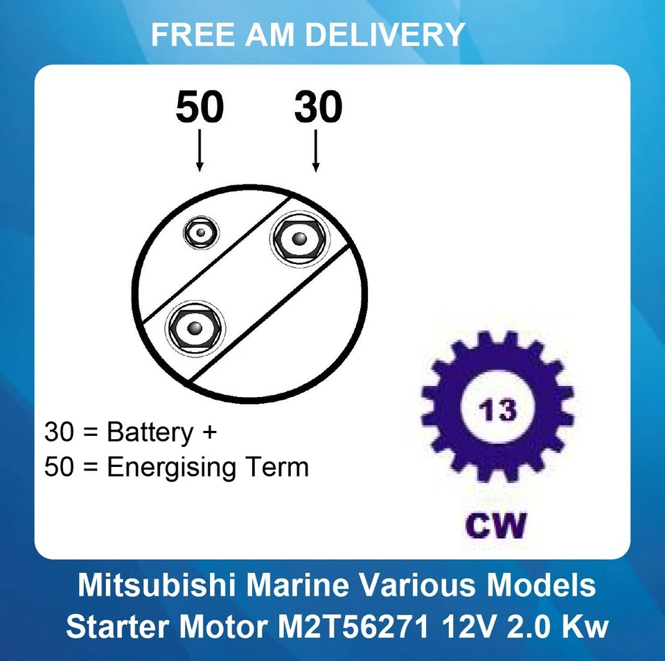 Starter Motor For Mitsubishi Marine K3D K4D K4E M2T56271 M2T56272 M3T61171 - Image 3 of 4