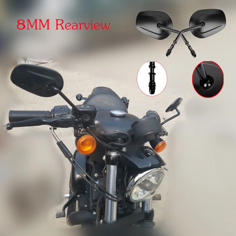 Espejos retrovisores negros cónicos de vástago corto para Harley Davidson Electra Glide Dyna Foto 4 de 4