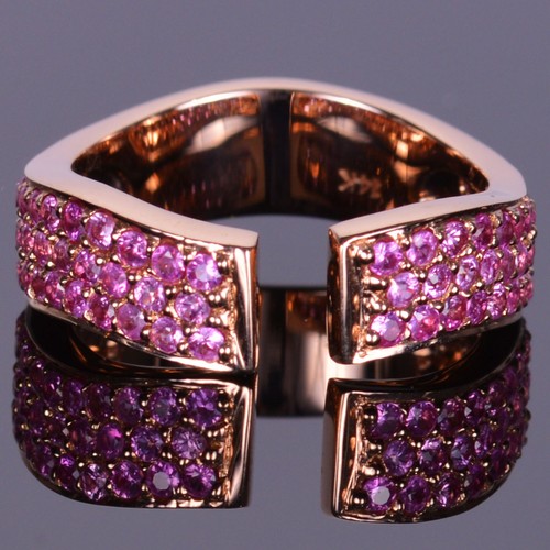 Miriam Marta Pink Sapphire Finger Cuff in 14k Rose Gold - Picture 2 of 4