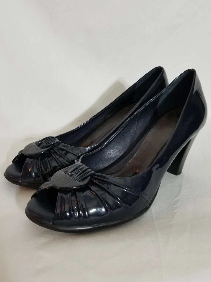 Nurture Womens Size 10 M Nevy Leather Open Toe High Heels Shoes