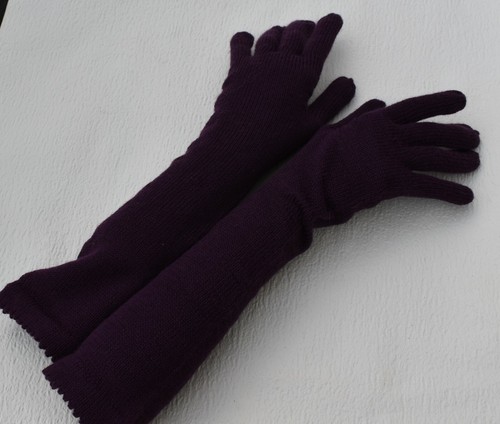 Knitted women long elbow gloves, size M full fingers gloves,wool arm warmers - Picture 5 of 24