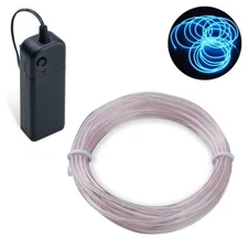 Ice Blue Battery Neon LED Light Glow EL Wire String Strip Rope Tube Party Decor-