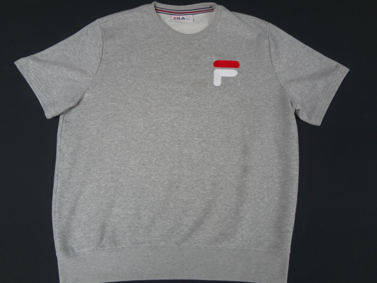 T SHIRT FILA VINTAGE CREWNECK SPESSA LOGO RICAMATO GRANDE GRIGIO H1931