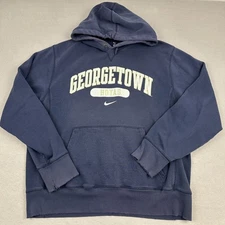 Georgetown Hoyas Hoodie Men XL Blue Nike Center Swoosh Sweatshirt Basketball *