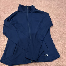 Under Armour HeatGear Women's Blue Full Zip Mock Neck Stretch Jacket Size S
