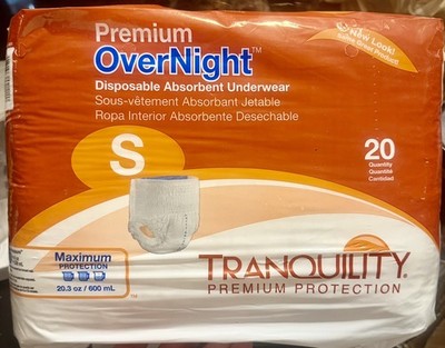 Tranquility Premium OverNight Absorbent Underwear Small 22''-36'' -20/Pack