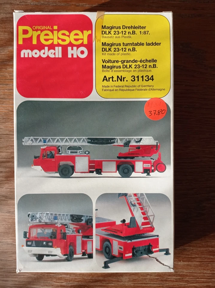 feuerwehr modellfahrzeuge 1:87, Preiser-Bausatz, FW-Drehleiter 23-12 n.B.