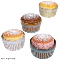 4Er Set Gustos Soufflé SchäLchen Steingut Ramekins 180Ml Ø9Cm Braun Creme Blau
