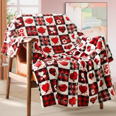 Luxury Red Plaid Throw Blanket - Perfect Valentine's Day Gift for Mom and Wife
