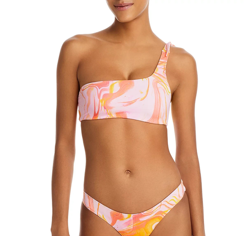 AQUA Swim Swirl Print One Shoulder Bikini Top MSRP $58 - Picture 2 of 4