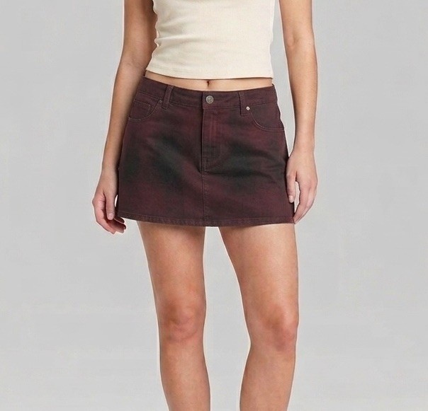 Wild Fable Micro Mini Skirt Womens Sz 14 Purple Denim Zip Stretch Y2K Grunge New