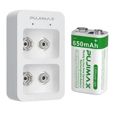 9V 650mAh 9 Volt Li-ion Rechargeable Batteries Lithium Ion Battery+ Charger New