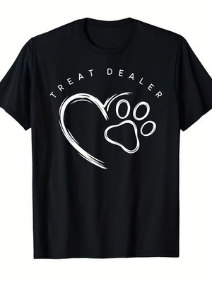 Dog Lover Treat Dealer Paw Print Graphic T-Shirt Retro Pet Owner Humor Tee