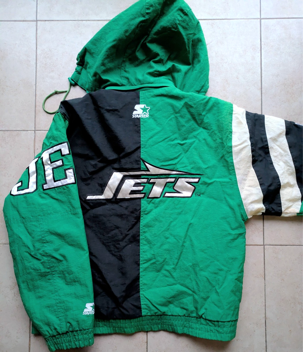 New York Jets 90s STARTER puffer jacket S kelly ZEBRA black NFL