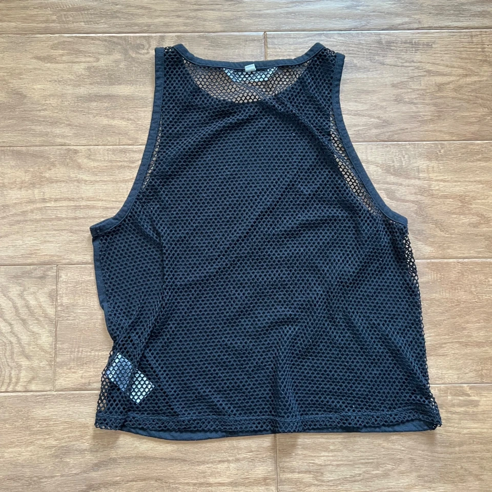 Camiseta sin mangas VSX Sport Victoria's Secret talla S negra blanca a rayas malla corta Foto 2 de 4