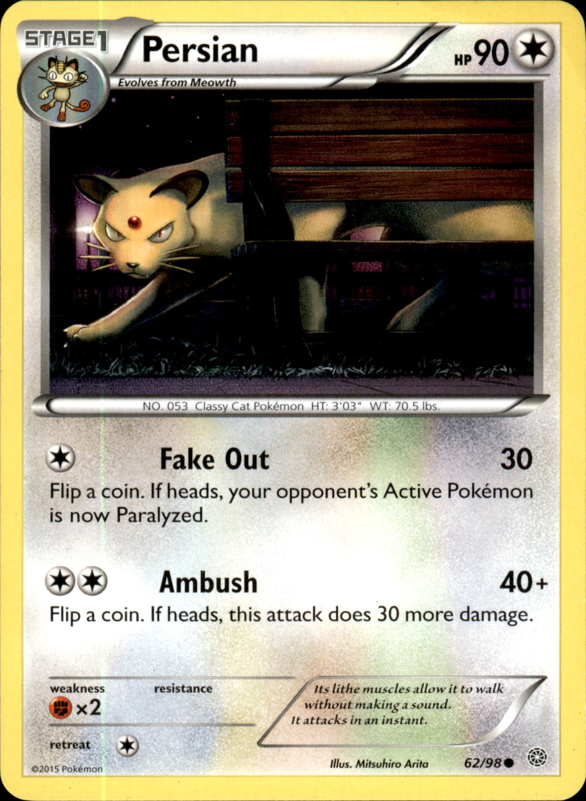 Persian 62/98 Common - Pokemon XY - Ancient Origins LP
