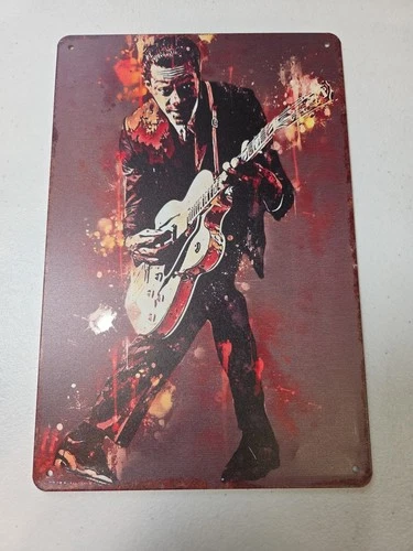 Chuck Berry Rock & Roll Guitar Metal Tin Sign Vintage Style Music Wall Decor