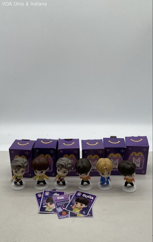 McDonald's TinyTAN BTS Figurine Lot 6 Pieces With Original Boxes and Cards 2024