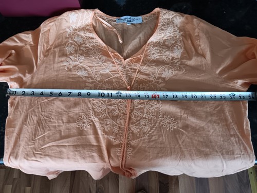 Top tunica donna Victoria Harbour con ricamo in crema, boho contadino, taglia XXL - Foto 8 di 9