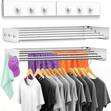 Wall Mounted Clothes Drying Rack 100Cm, Foldable Wall Mount Laundry Rack Folding