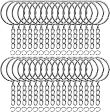 50PCS Bulk Keychains Set, Split Keychains Rings with Chain 1 Inch, Key Rings
