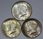 1964 Kennedy 50c Silver Half Dollars Lot of 3 90% Rainbow Toned UNC