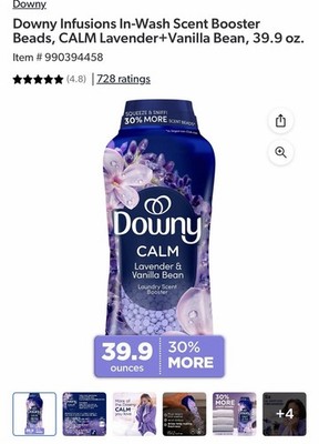 Downy Infusions In-Wash Scent Booster Beads, CALM Lavender+Vanilla Bean, 39.9 oz