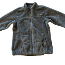 Magellan Outdoors Fleece Jacket Girls L 12-14 Gray Excellent Full Zip Fuzzy