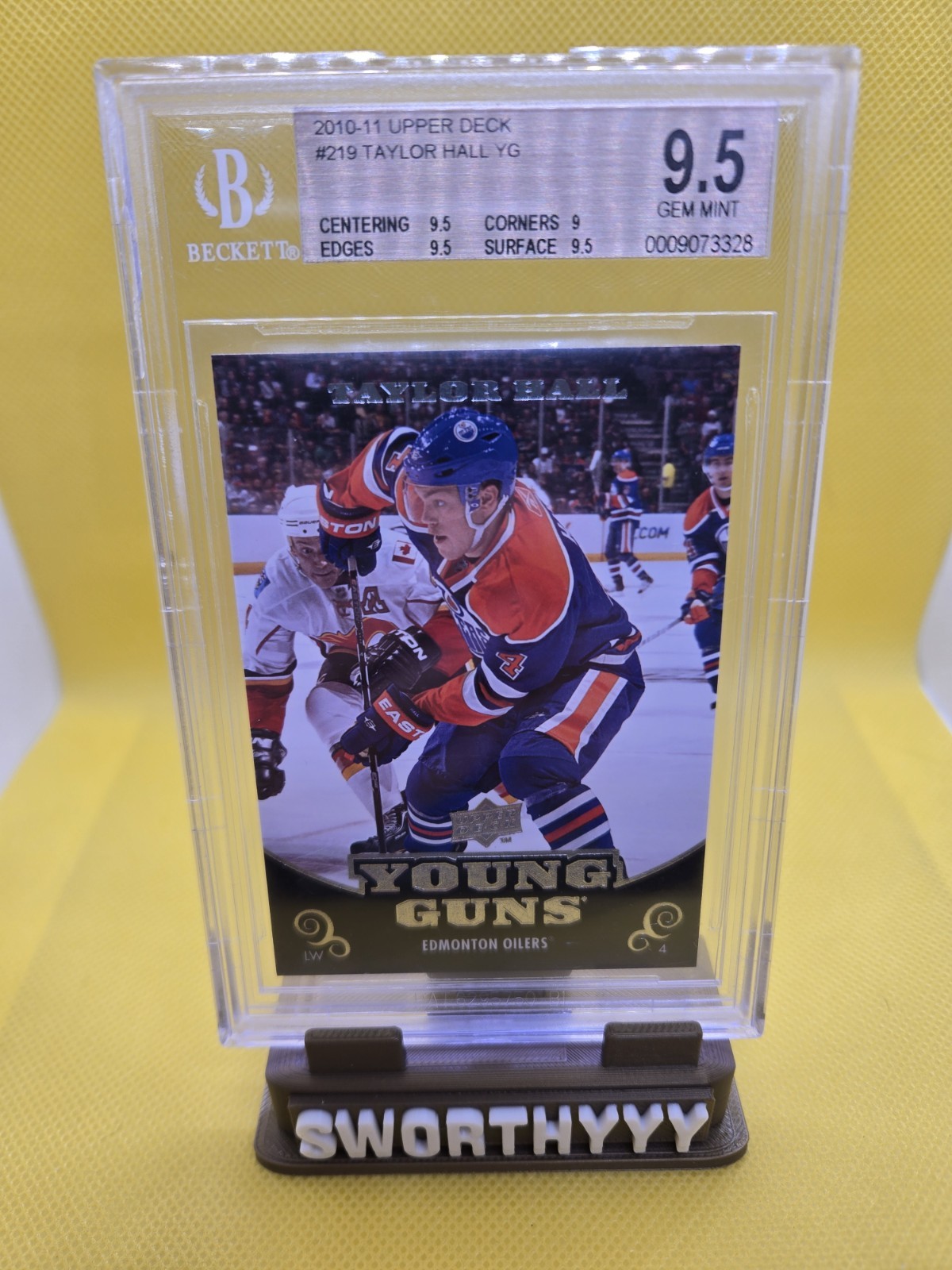 2010 UPPER DECK #219 TAYLOR HALL YOUNG GUNS RC ROOKIE BGS 9.5