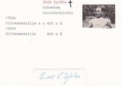 OLYMPIA 1924: Erik BYLEHN  (+SWE)    orig.Autogramm   SILBER  LEICHTATHLETIK
