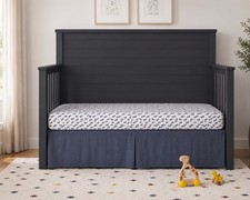 Pottery Barn Kids European Linen Crib Skirt Indigo 52x28 Bed Skirt