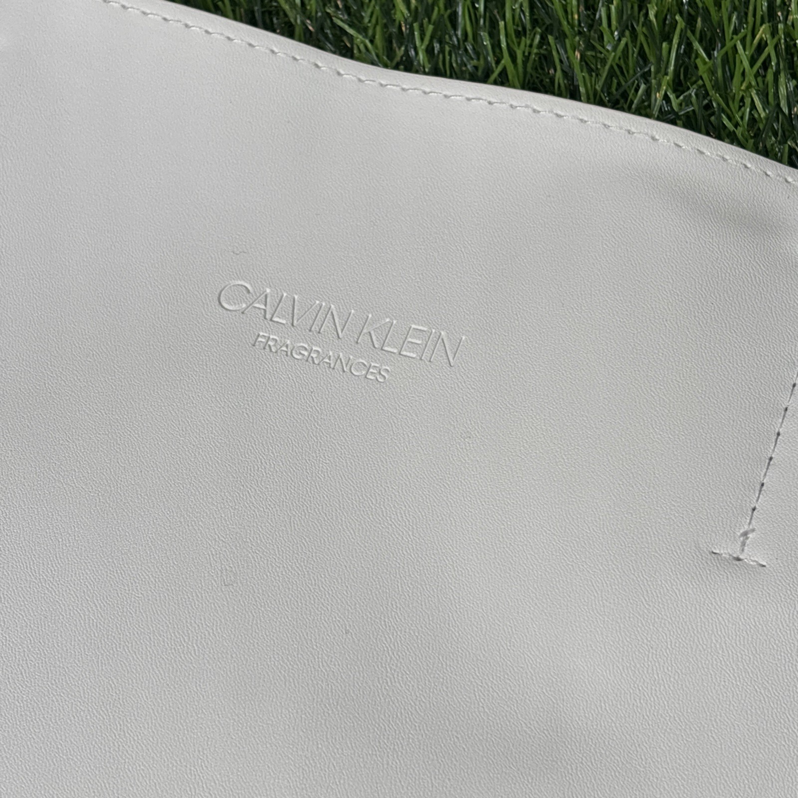 Calvin Klein Fragrance Tote Bag White Purple Large Shoulder Bag Pre-Owned EXC image 2