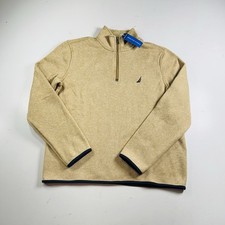 Nautica Fleece Sweater 1/4 Zip Beige Tan Men  s Size Medium Brand New