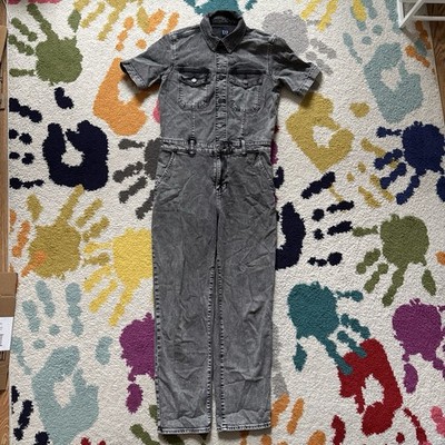 Gap Womens Gorpcore Work Boiler Utility Denim Jumpsuit 0 Petite Gray Wash