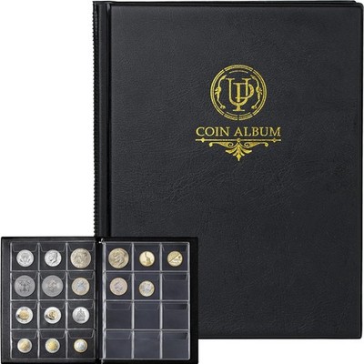 Münzalbum 120 Fächer Schwarz Münzensammelbuch mit 10 Seiten Safe