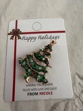 Beautiful Christmas Tree with Multi Color Rhinestone Brooch NWT