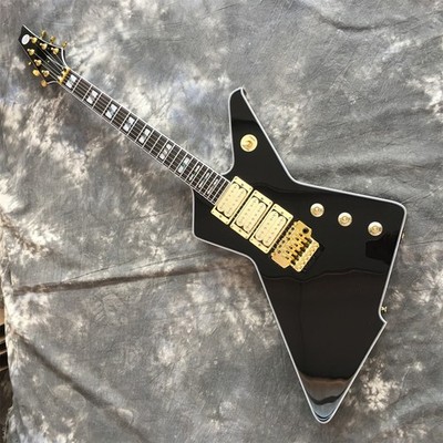 Black Explor Electric Guitar Rosewood Fretboard Floyd Rose Bridge Golden Parts