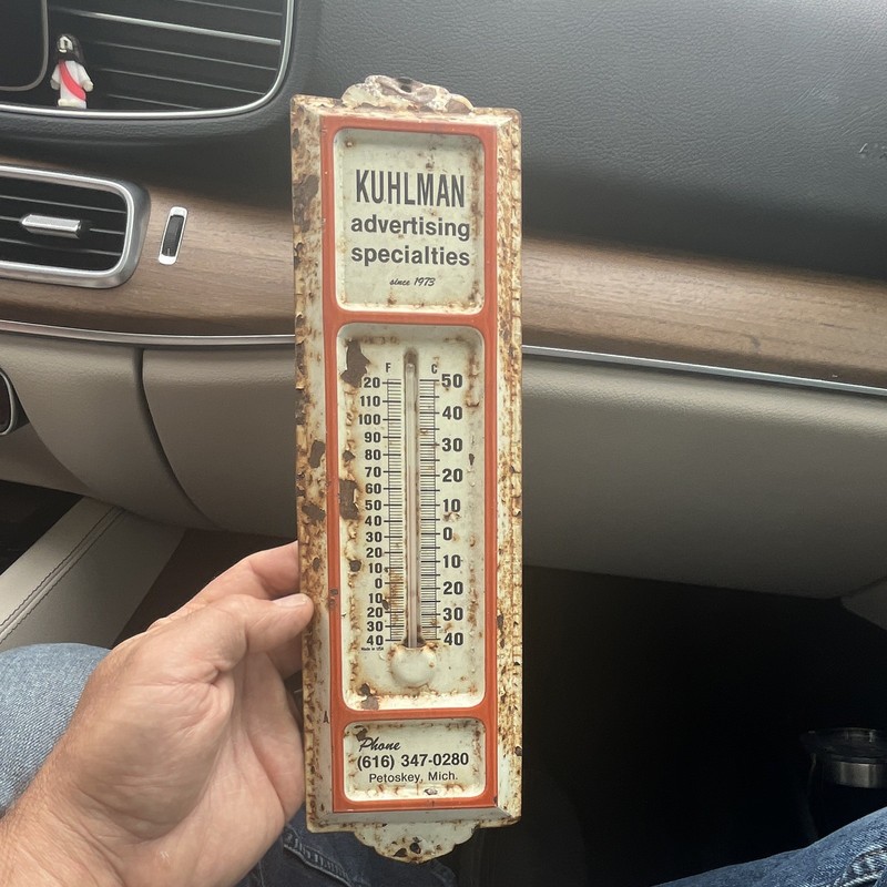 Kuhlman Vintage Advertising Sign Thermometer Petoskey MI 1973