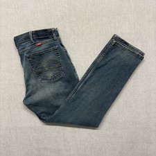 Wrangler Straight Fit Denim Jeans W38 L32 Navy Blue Faded Workwear Style