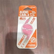 GEMS Pink AUX Cable 3.5mm Jack Tangle Resistant Flat Design 3.3 Ft