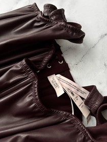 Victorias Secret Nwt Faux Leather Burgundy Brown Corset Top XL