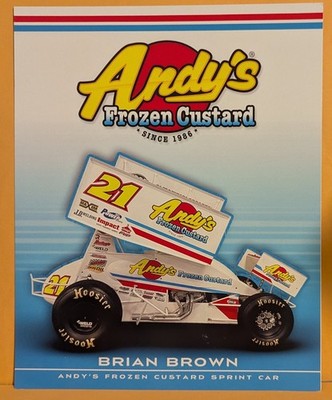 BRIAN BROWN #21 ANDY'S FROZEN CUSTARD SPRINT WING CAR HERO CARD POSTCARD VHTF