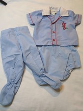 Vintage Baby Boy Set Cotton Candy Short Sleeve Diaper Cover Pant