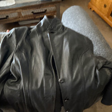 Wilsons Leather Men's Black Leather Jacket Full Zip Stand-Up Collar Mid-Length S