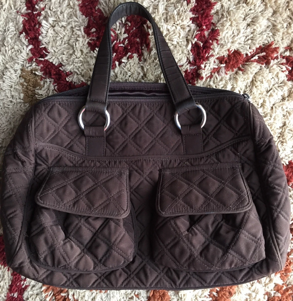 Vera Bradley Espresso Brown Microfiber PURSE handbag quilted bag