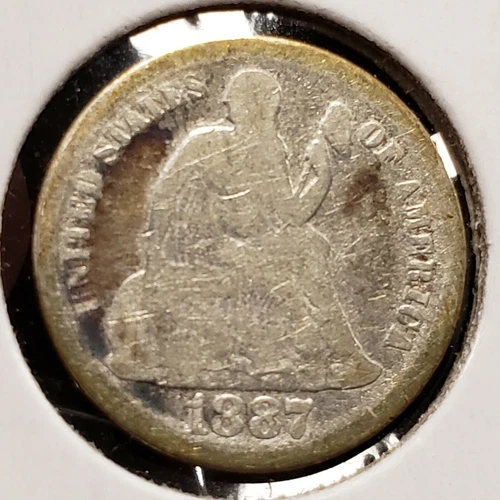 1887 10c Seated Liberty Silver Dime - VG - Value Coin - SKU-T3312