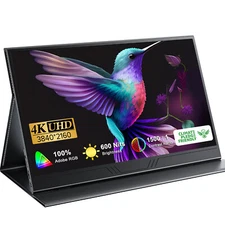 4K Portable Monitor 15.6" Portable Display 1500:1 600Nits 100% Adobe RGB Screen