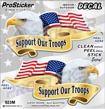  ProSticker 923M (One Pair) American Flag Support Our Troops Decals Stickers 
