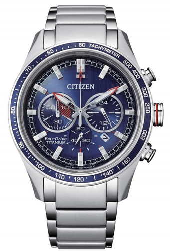 Chronographe Citizen CA4490-85L Super Titanium cadran bleu 43 mm Eco-Drive homme