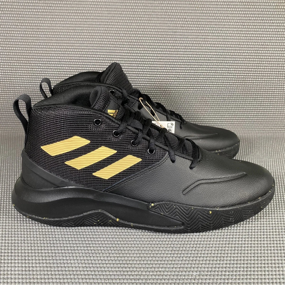 Adidas black and hotsell gold basketball shoes